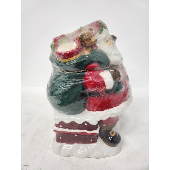 Vintage Holiday Time Santa Claus Carrying Presents Ceramic Christmas Cookie Jar - Picture 3 of 10